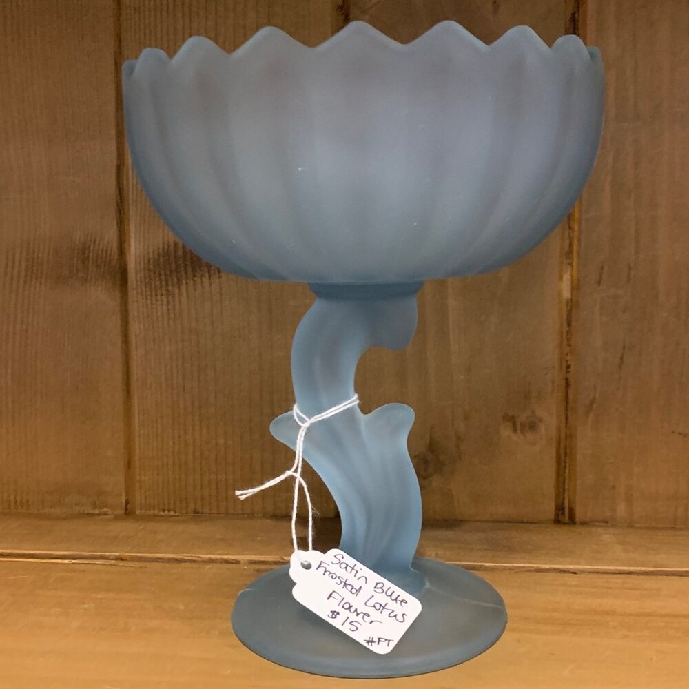 Satin Blue Frosted Lotus Bowl